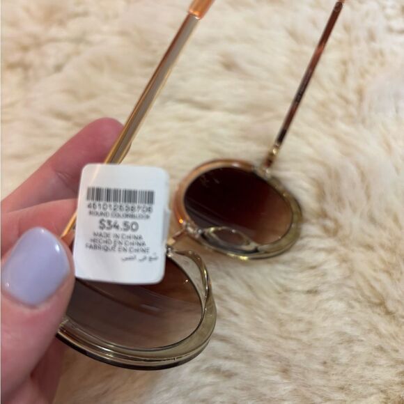 Chico's Pink and Brown Sunglasses with Round Frames - Picture 3 of 6